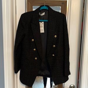 Zara black tweed blazer NWT size L